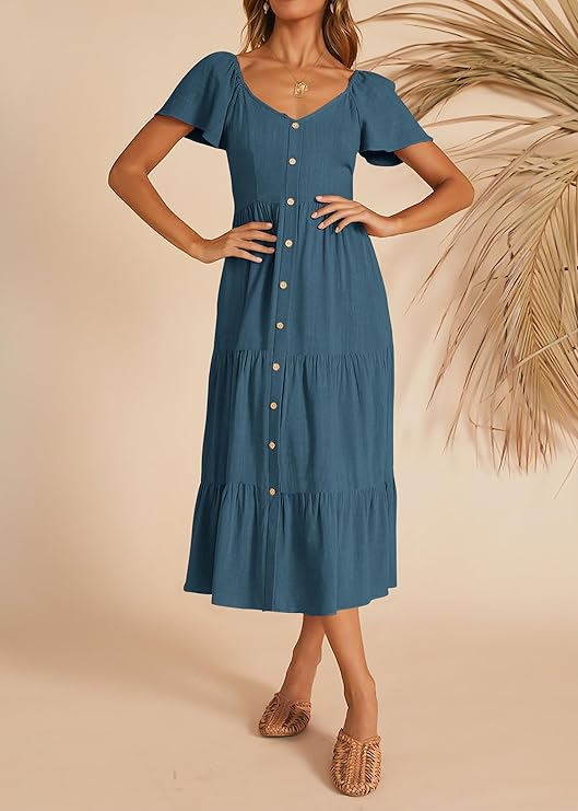 KIRUNDO Women’s Casual Sleeveless Sundress with Pockets