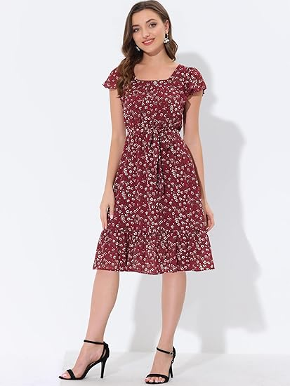 Allegra K Women’s Peplum Waist Midi Dress