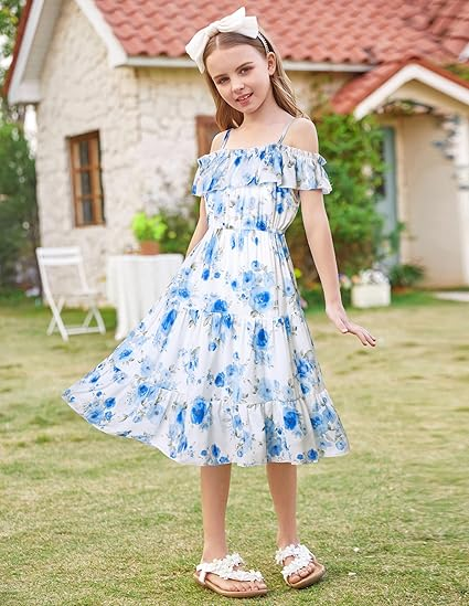 Grace Karin Off‑Shoulder Ruffle Midi Dress