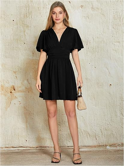 Milumia Women’s Wrap V-Neck Short Sleeve Dress