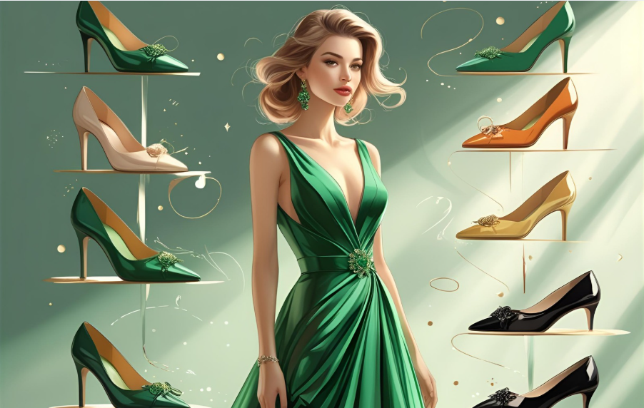 What Color Heels Go with Green Dress