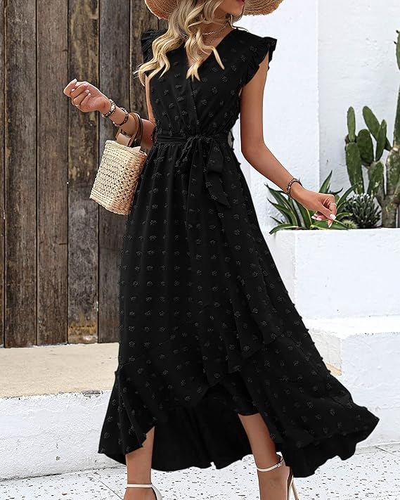 BTFBM Women's Casual V-Neck Maxi Dress