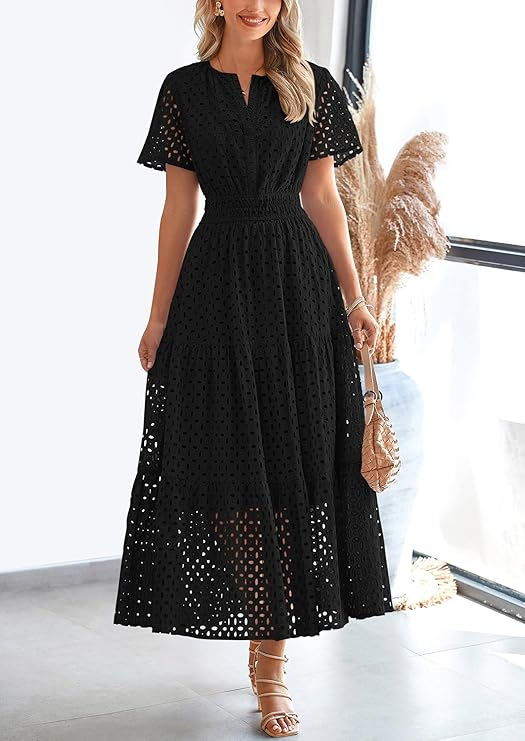 PRETTYGARDEN Women's Short Sleeve Maxi Dress