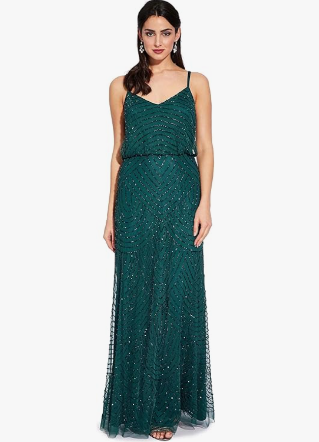Adrianna Papell Women’s Beaded Art Deco Gown