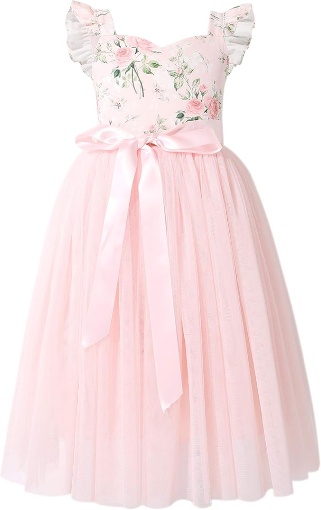 Flofallzique Girls’ Lace Tulle Flower Girl Dress