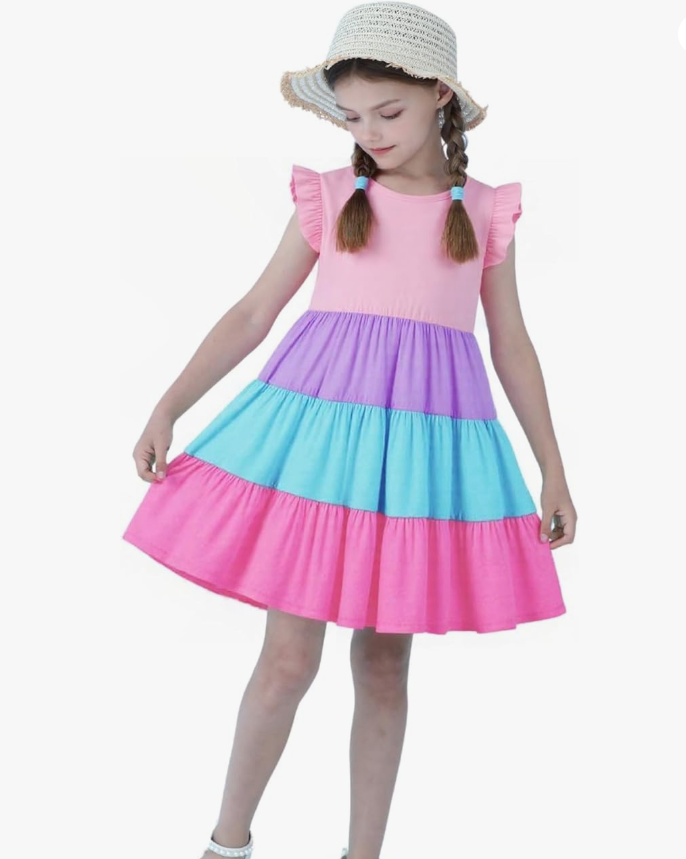 HILEELANG Girls Sydney Pima Cotton Dress - Tennis Match
