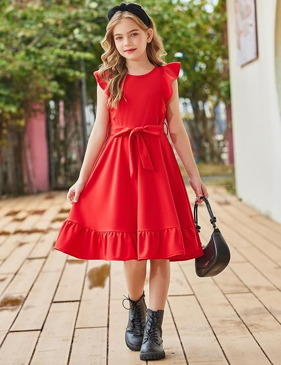 Arshiner Girls Lilly Dress - Blue Put a Bow on It Print