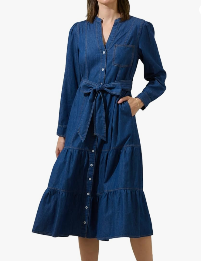Denim Elegance Shirt Midi
