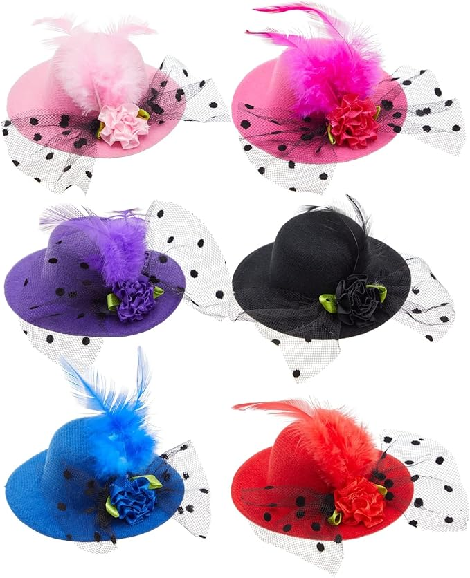 Colorful Feather & Flower Fascinator Set