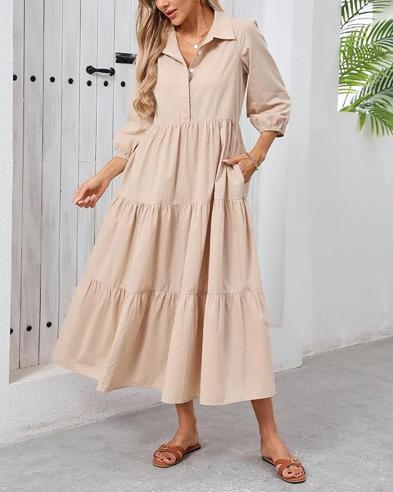 Women's Linen Blend Shirt Dress