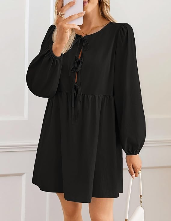 ZESICA Women’s Square Neck Puff Sleeve Fit and Flare Dress