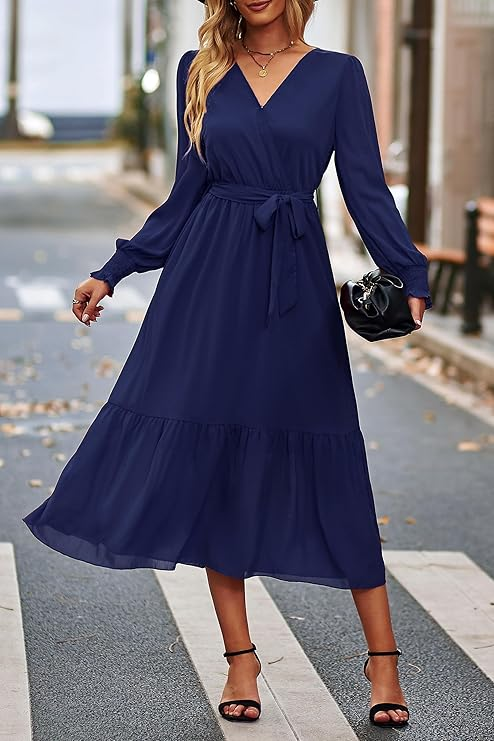 PRETTYGARDEN Women’s Wrap Maxi Ruffle Dress