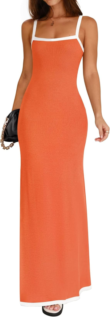 ZESICA Women's Spaghetti Strap Slip Satin Maxi Dress