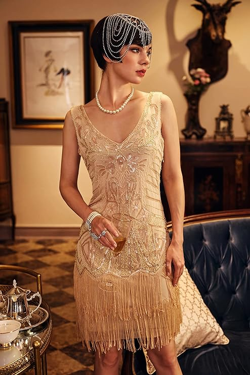 Grace Karin 1920s Great Gatsby Flapper Dress with Fringe