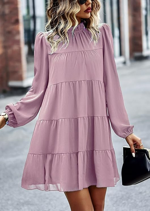 KIRUNDO Long Sleeve Babydoll Dress