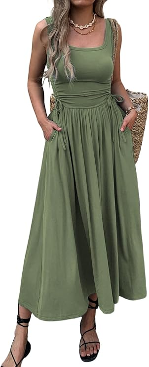 Cotton Maxi Dress with Side Pockets