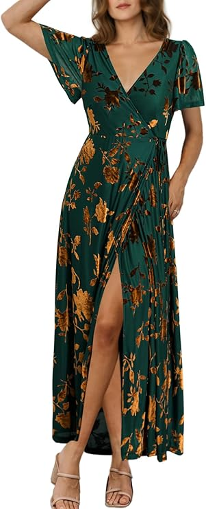 The Night Out: Velvet Wrap V-Neck Dress