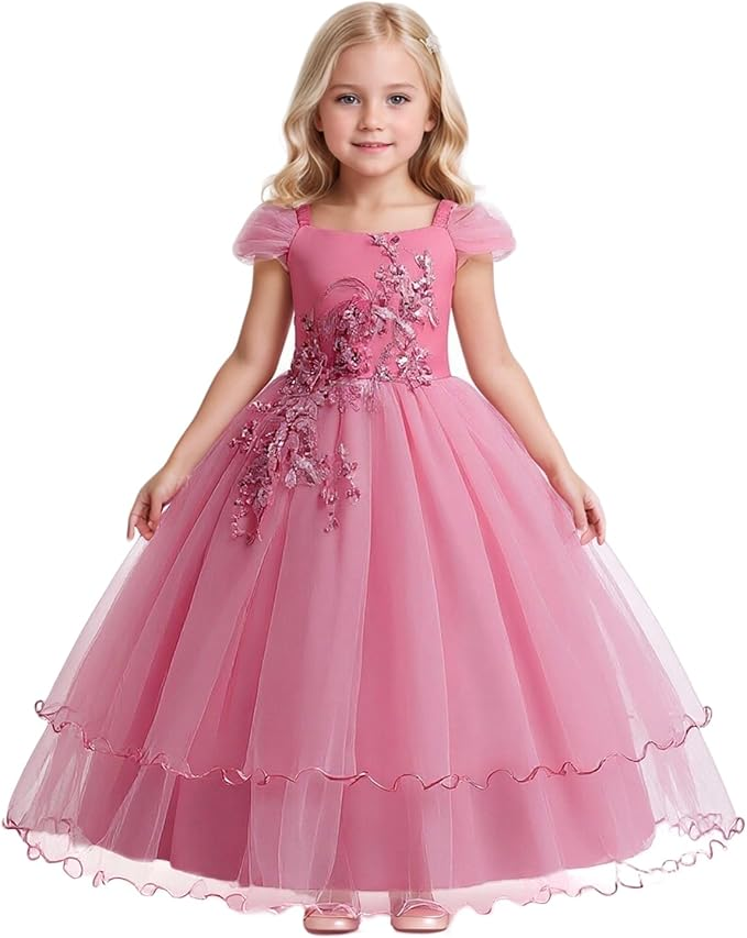 NNJXD Ruffles & Lace Flower Girl Dress
