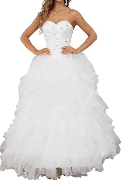 ZHIZAIHU Ruffles Lace Ball Gown Wedding Dress