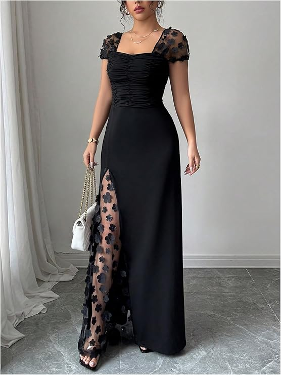 Mesh and Embellished Layer Dress