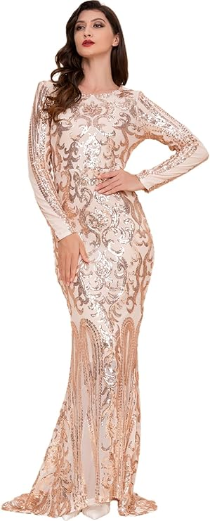 Women’s Sequin Mesh Evening Gown
