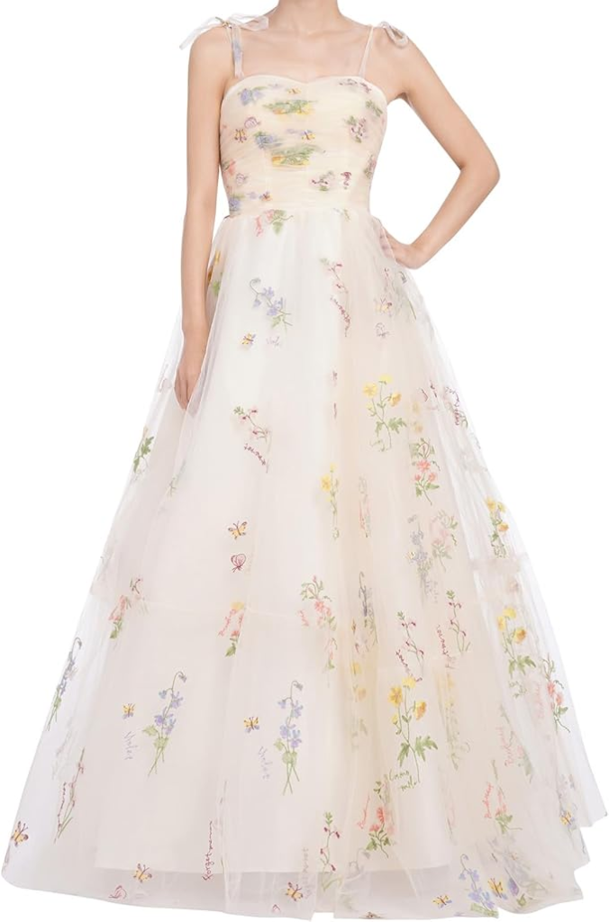 OSMall Floral Lace Backless Formal Wedding Dress