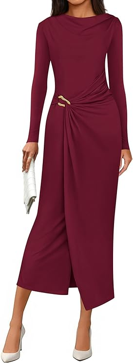 Ruched Wrap Midi Dress