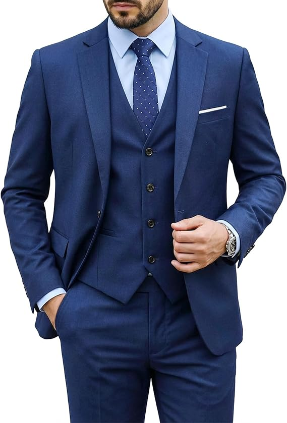Men’s Midnight Blue Three‑Piece Formal Suit