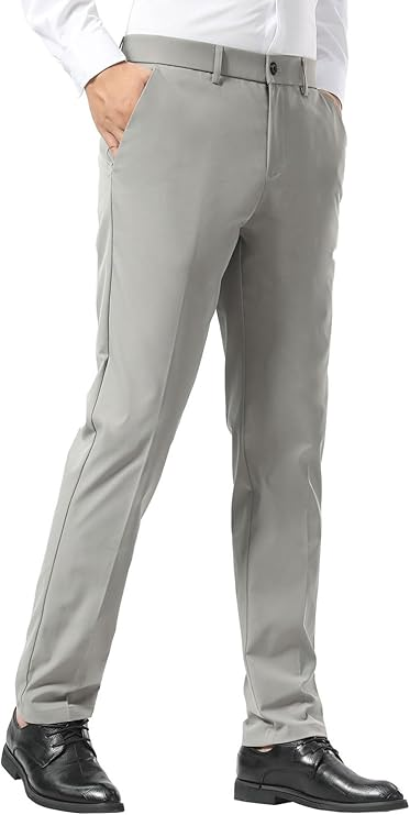  Plaid&Plain Men’s Slim Fit Dress Pants