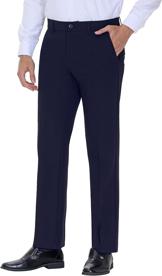 Soojun Men’s Classic Fit Flex Waist Dress Pants