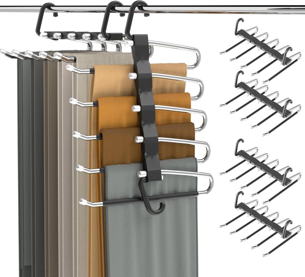AUFETQ Multi‑Layer Stainless Steel Pants Hangers
