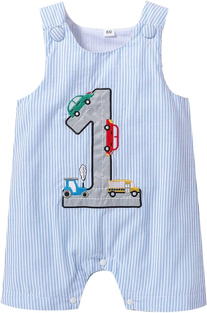  MAHUAOYIXI Baby Boy Birthday Embroidered Romper