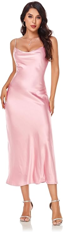 Satin Slip Midi Dress — Elegant Yet Comfortable Transition Look