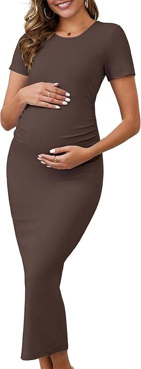 Prettygarden Ruched Maternity Bodycon Dress