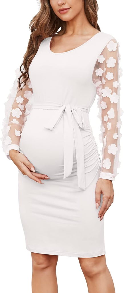 LAHILO Long Sleeve Maternity Midi Dress