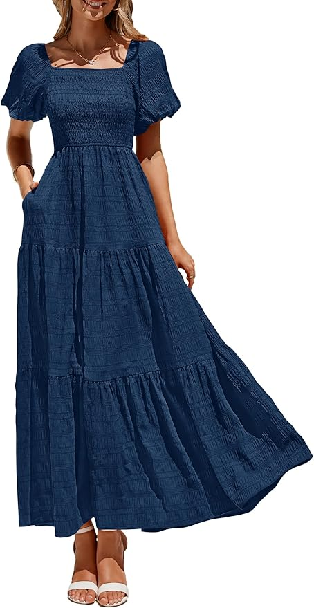  PRETTYGARDEN Women's Short Sleeve Belted A-Line Dress