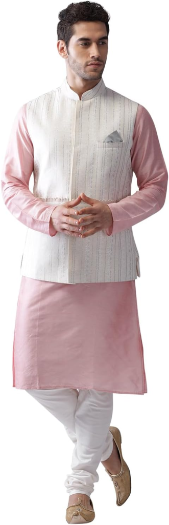 Men's Kurta Pajama with Nehru Jacket Set