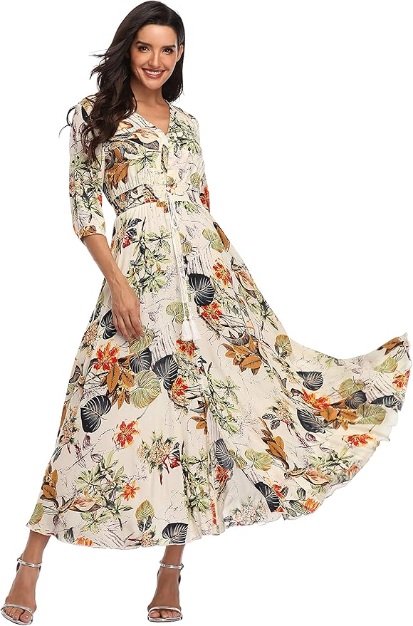 Deavish Rayon Printed Flared Maxi Indo Western Dress