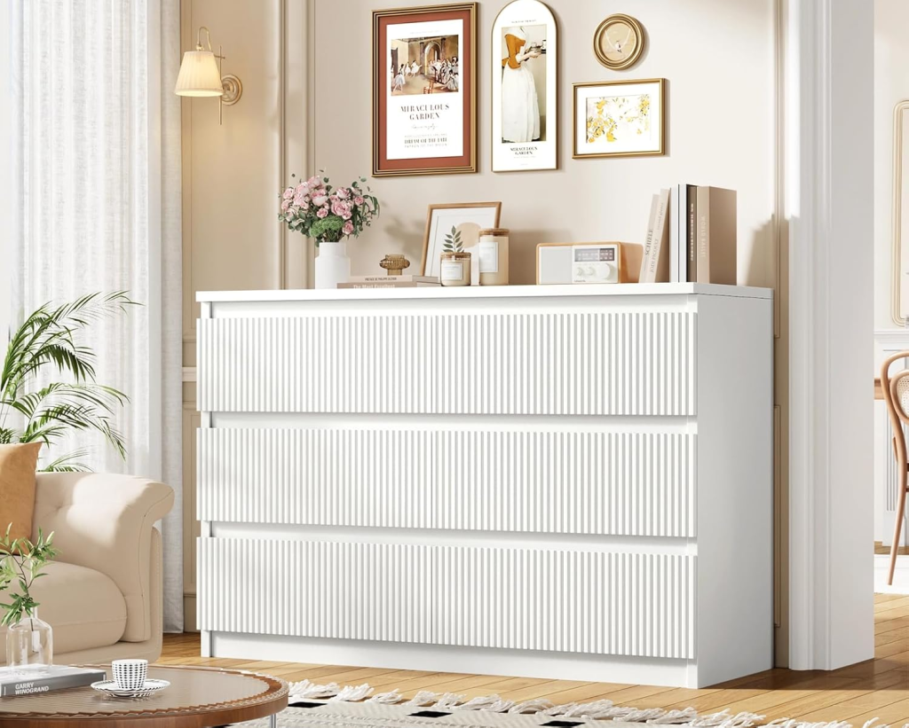 Homsee Modern 6 Drawer White Dresser