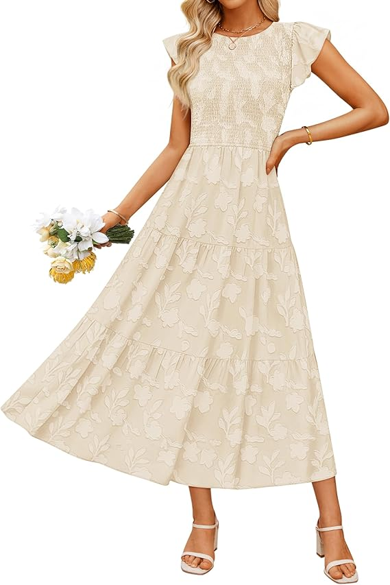 ZESICA Women’s Bohemian Floral Wrap Midi Dress