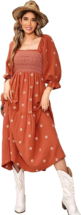 R.Vivimos Cotton Boho Midi Dress