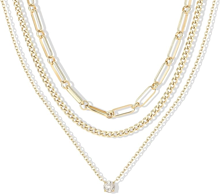 PAVOI Layered Gold Chain Necklace
