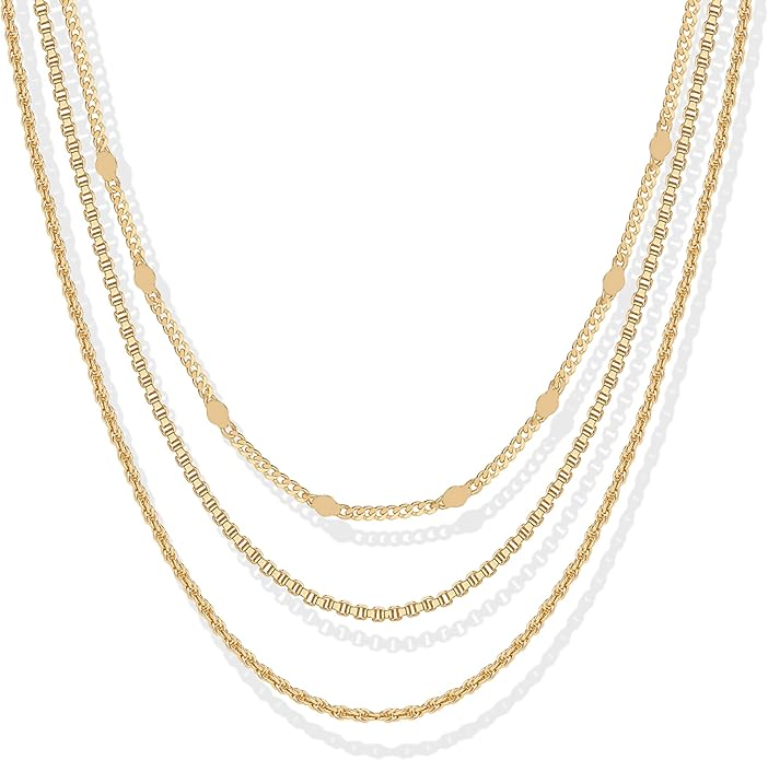 PAVOI 14K Gold Plated Layered Necklace Set