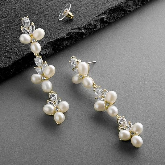 Peora Pearl & Crystal Bridal Earrings