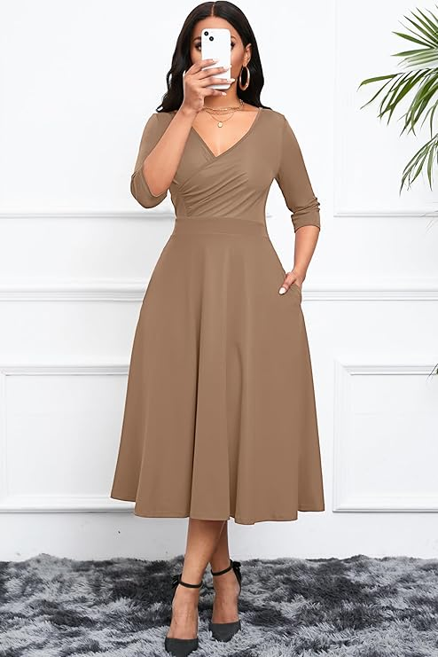Wrap-Style Midi Party Dress — Classic with Modern Edge