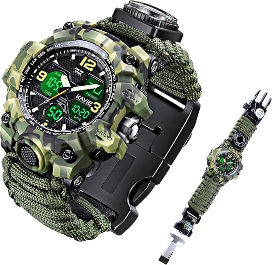 Tactical Watch with Compass and Paracord Band