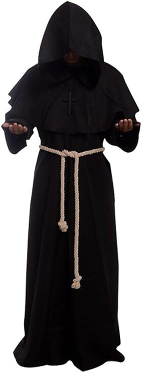 Medieval Hooded Monk Robe Costume Cloak