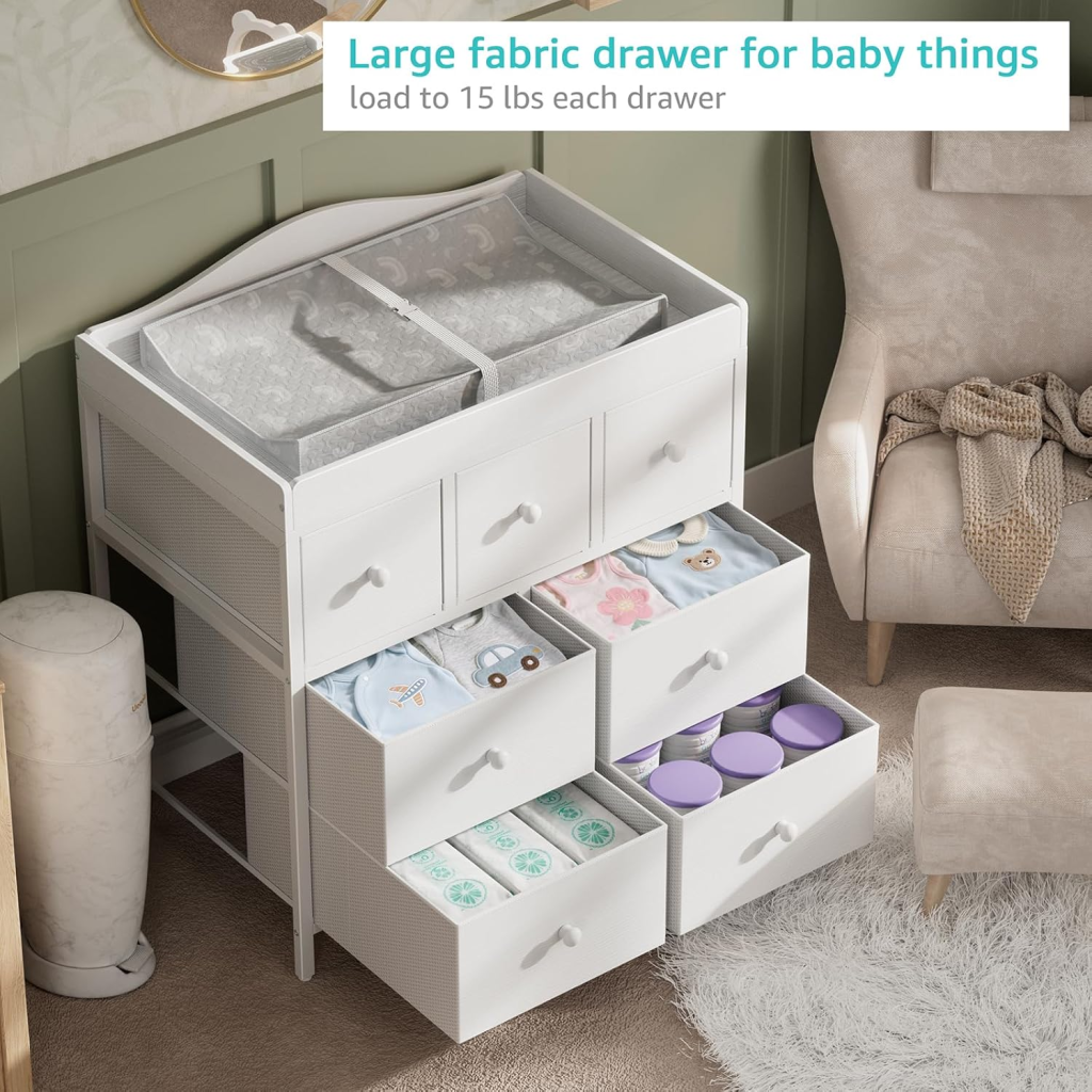 Timechee 5-Drawer Nursery Changing Dresser