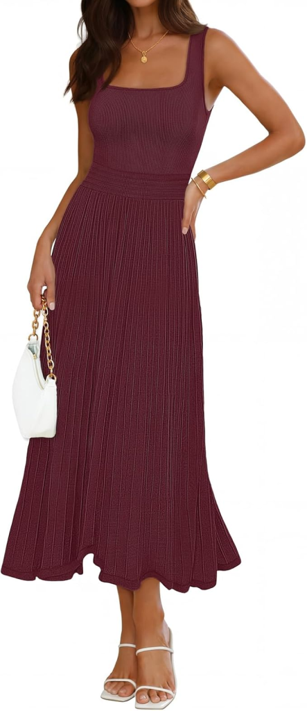  MEROKEETY Empire Waist Midi Dress