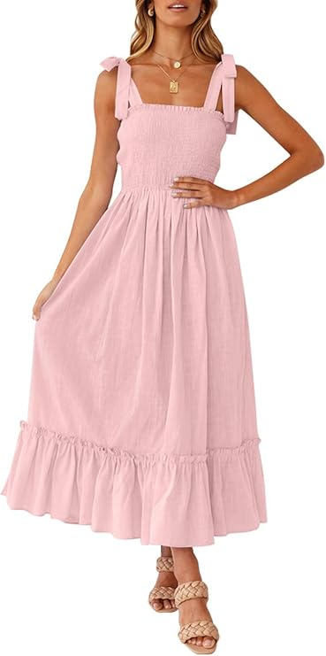 ZESICA Boho Ruffle Maxi Dress